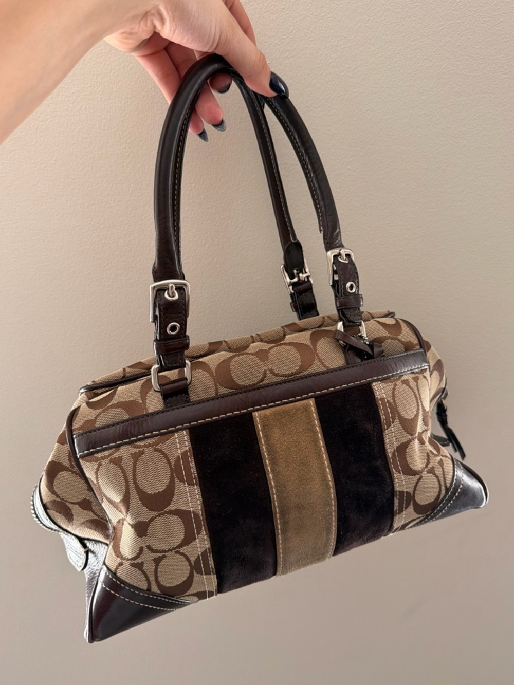 Coach Signature Brown Mini Satchel Y2K Shoulder Bag